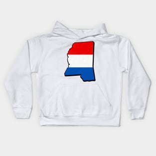 Red, White, and Blue Mississippi Outline Kids Hoodie